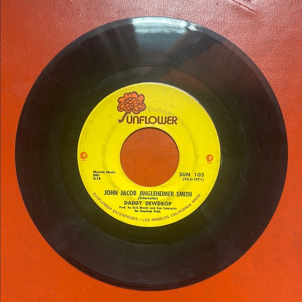 Daddy Dewdrop Sunflower Vinyl Record 45 rpm